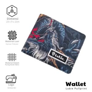 LUBIE Dompet Pria Kanvas Poliester Dragon