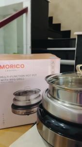 Nồi Lẩu Nướng Hấp 3in1 Morico MH801 4L – Đáy Vòng Cung 360° Inox 304 Chống Dính Công Suất 1300W