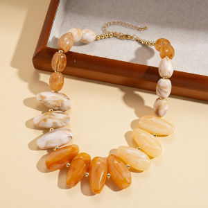 European and American Geometric Acrylic Short Necklace Ethnic Retro Irregular Exaggerated Necklace Fashion Woman Party Jewelry K