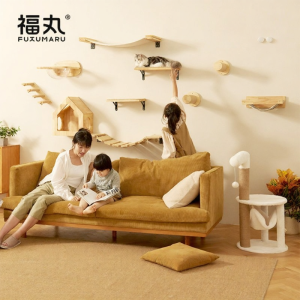 FUKUMARU | Wall-mounted Solid Wood Cat Climbing Frame Cat Bed