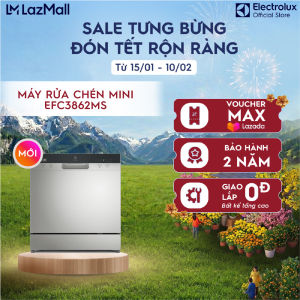 Máy rửa bát Mini 8 bộ Electrolux EFC3862MS - tự động mở cửa sấy khô diệt khuẩn tự vệ sinh
