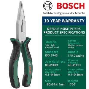 Bosch | BOSCH 6/7-Inch Three Piece Pliers SetHigh Carbon SteelTPR Anti Slip GripIndustrial Grade Manual Toolfor Daily Trimming