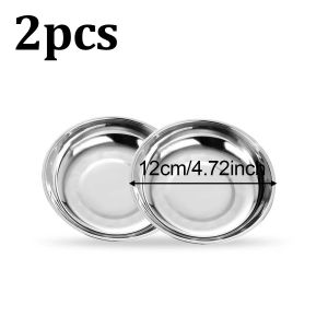 12cm Stainless Steel Round Plate. It Can Hold Salads Fruits And Snacks. Easy To Clean. Machine Washable. Small Plate