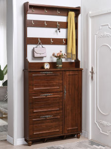 American Style Ultra-Thin Shoe Cabinet with Hanger Minimalist Modern Space-Saving Home Doorway Multifunctional Large Capacity Tilting Shoes Cabinet