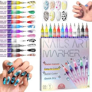 Bộ Bút Vẽ Móng Nghệ Thuật 3D 12 Màu 0.5mm Sơn Acrylic Khô Nhanh Dùng Cho Vẽ Móng Thiết Kế & Làm Thủ Công Tại Nhà