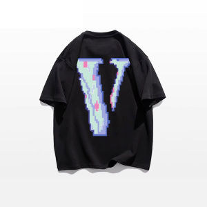 เสื้อยืดแขนสั้นผู้ชายผ้าฝ้ายอเมริกันทรงหลวมพิมพ์ลายตัวอักษรฤดูร้อน ทรงหลวม น้ำหนักเบา ทรงหลวม เสื้อยืดคอกลม