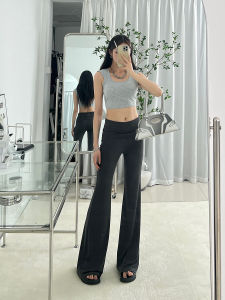 กางเกงขายาวทรงหลวมเอวสูงสำหรับผู้หญิง กางเกงโยคะยางยืด ทรงเข้ารูป ทรงสลิมฟิต กางเกงขายาวทรงหลวม ฤดูร้อน 2025 ใหม่