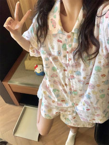 Cute Rabbit Sleepwear Set Womens Summer New Sweet Home Clothes Short Sleeve Shorts Home Leisure Fashion Student Style