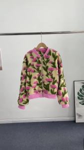 Chic Women 3D Floral Jacket 2026 Long Sleeve Zipper Patchwork Female Loose Coat Casual Lady Spring Streetwear New