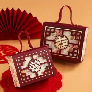 5pcs Chinese Style Gift Box Candy Box for Wedding New Year Gifts. Simple and Advanced Packaging Box(Folding Required)