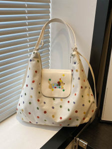 Cute Color Polka Dot Large Capacity Backpack Bags Female 2024 New Cartoon Puppy Shoulder Tote Messenger Bag