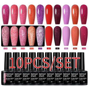 Bộ 10 Bộ Sơn Móng Tay LED Ngắn Lấp Lánh 0.24 Oz Phụ Kiện Làm Móng Nghệ Thuật Hợp Thời Trang Dành Cho Sơn Gel Thấm Hút