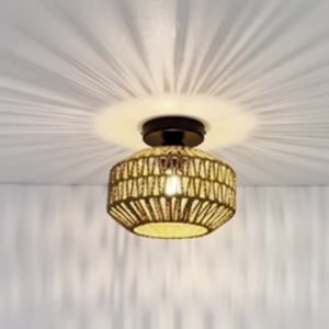 1pcs/2pcs Boho Bamboo Ceiling Light Fixture Vintage Recessed Lampshade Rustic Style for Living Room Bedroom Kitchen Hallway