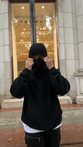 Do The Flow HOODIE BALACLAVA ZIPPER JAKET BOXY HITAM