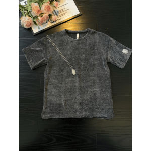 Brown Knit Short Sleeve Summer Old Money Style Honeycomb Texture American Cool Feel Sports T-Shirt
