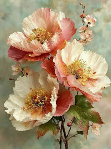 Huacan Full Square Round DIY Diamond Painting Pink Peony Blooms Diamond Mosaic Flower Complete Kit Wall Decor