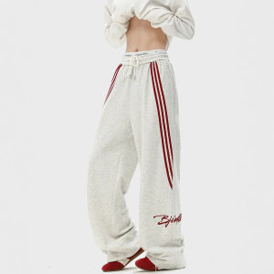 Quần Nỉ Sọc American Sport Dành Cho Nam 2025 Xuân Mới Cao Cấp Rộng Rãi Ống Đứng Quần Dài Thường Ngày Polyester