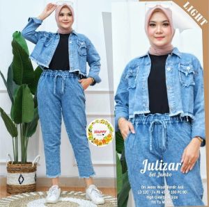 SETELAN WANITA JEANS/ONE SET JAKET JEANS SNOW/JAKET CROP WANITA/SET PANS/JAKET/ CELANA pants rawis