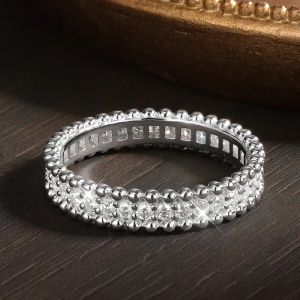 M-JAJA D VVS1 Moissanite Rings for Women Stackable Full Eternity Wedding Band 18K White Gold Plated S925 Sterling Silver Rings