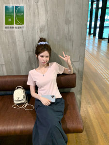 YANGRUOYU Silk Bamboo Cotton High End T-Shirt Skin Friendly Breathable Short Sleeve Top Womens Summer Fashion Commute