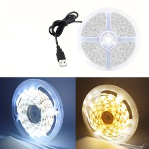 LED Strip Light 5V USB Powered Flexible White/Warm White Cuttable Adhesive Light Tape for TV Backlight Cabinet Bedroom DIY Decor