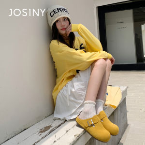 Josiny | Leather Flat Leisure Slip-On Mule Sandals