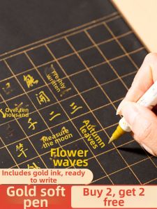 LIUPINTANG | Golden Soft Tip Calligraphy Pen with Ink for Beginners