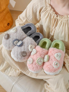 Cute Ankle Wrap Cotton Slippers Womens Winter New Arrival Indoor Home Non-Slip Thick Bottom and Warm Keeping Couple Stuffed Cotton Shoes Men