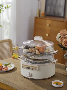 Royalstar Steam Electric Steamer 12L Ceramic Glaze Soup Steamer Household Multifunctional Electric Heating Pot Integrated Electric Wok Steam Pot Household Steam Steamer Pot Gift