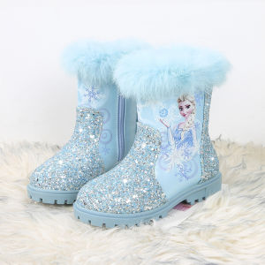 Girls Boots Winter Fashion Princess Boots Childrens Short Girls Cotton Fur Ankle Boots Girls Pink Shoes