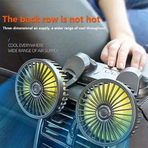 Car Fan USB Double Head Fan Car Truck Air Outlet Fan Strong Cooling And Cooling 12V/24V Universal
