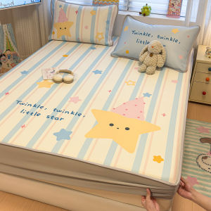 MANSHIAN | Cool Feeling Ice Silk Carton Mattress Cover 3 Pieces