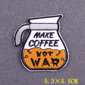 Drinks Coffee Patch Clothing Thermoadhesive Patches For Clothing Stickers Cartoon Food Embroidered Patches On Clothes Stripes