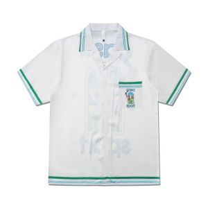 Cuba Collar Short Sleeve Mens Shirt High Street Versatile Spring Summer Vintage Casual Print Polyester Fiber No Ironing Needed