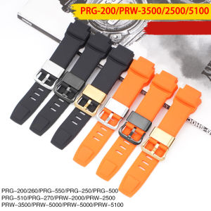 Aotelayer 18mm Dây đeo Silicone mềm cho CASIO protrek PRG-200/250 PRW-3500/2500/5100 thép không gỉ Hoop người đàn ông thể thao cao su không thấm nước Dây đồng hồ