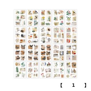 4 Design PET Vintage Sticker Book Literary Plant Stamp Labels Rich Pattern Handbook DIY Decorative Aesthetic Stickers
