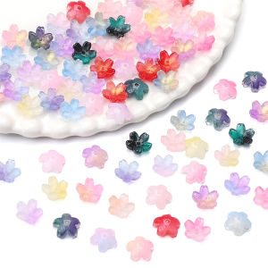 10Pcs 11mm Gradient Colorful Crystal Glass Cherry Blossom Beads Charm for Earring Necklace Bracelet DIY Jewelry Making Accessories