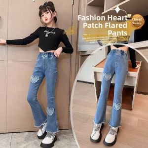 Spring Autumn Girls Denim Pants Elastic
