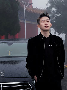 Cleanfit Mens Short Suede Jacket Black Stand Collar Harrington Style Spring Autumn Casual Fashion Retro American Feeling