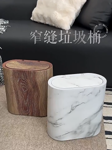 Bathroom Trash Can Marble Pattern Large Capacity Garbage Bin Narrow Bin With Lid For Home Kitchen Living Room