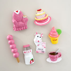 Magnezie Food Simulation Sticker Pink Milk Ice Cream Candy House Decorative Magnet Gift Cartoon Animation Style from China