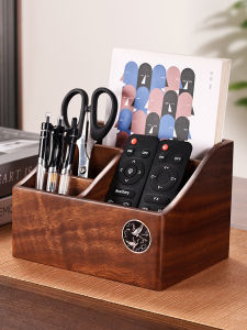 Walnut Wooden Remote Control Organizer Box Vintage Desktop Storage Container for Living Room Office Tea Table Miscellaneous Items