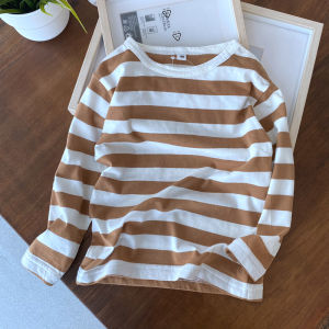 Soft Glutinous Skin-friendly Preferred Cotton Japan fashion Good Style Boys Basic Wide Stripes T-shirt Baby round Neck Bottoming Shirt