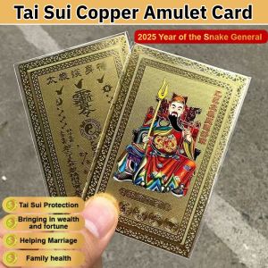 2025 Tai Sui Copper Amulet Card Feng Shui Prayer Gold Card Snake Year General Card for Good Luck Wealth Success Fengshui Ornaments Decor