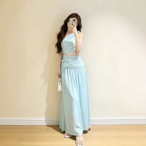 CHANGTONG | Elegant Design Slim Fit One-shoulder Waist-baring Long Dress