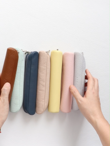 Túi Đựng Bút/Viết Đựng Mỹ Phẩm/Dụng Cụ Trang Điểm Da Bò Thật Pink Ohara