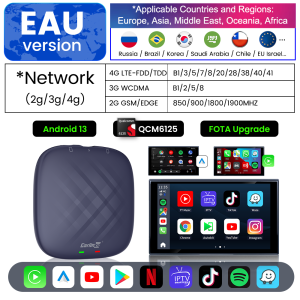 2025 CarlinKit Android 13 Carplay Ai Box 6125 8 Core Carplay Android auto Wireless Adapter Wifi 2.4Ghz 5Ghz Built in GPS 5.0Ble