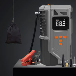 เครื่องช่วยสตาร์ทรถยนต์และที่สูบลมยาง JKUOO 10.2 บาร์ เติมลมเร็ว -40 ° แบตเตอรี่ตะกั่วกรด 12V สำหรับงานอุณหภูมิต่ำ พร้อมระบบตรวจสอบยาง