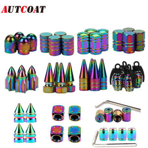 AUTCOAT 4Pcs/Set Multicolor Tire Valve Stem Caps Universal Stem Covers for Cars SUVs Bike and Bicycle Trucks Motorcycles