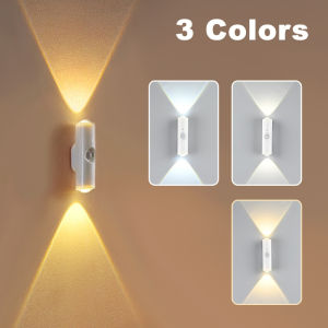 Double Head LED Night Light Motion Sensor RGB Color Changing Rechargeable Magnetic Wall Lamp for Hallway Stair Cabinet